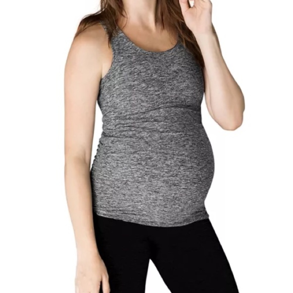 Beyond the Bump Beyond yoga space dye black racer back tank Medium maternity